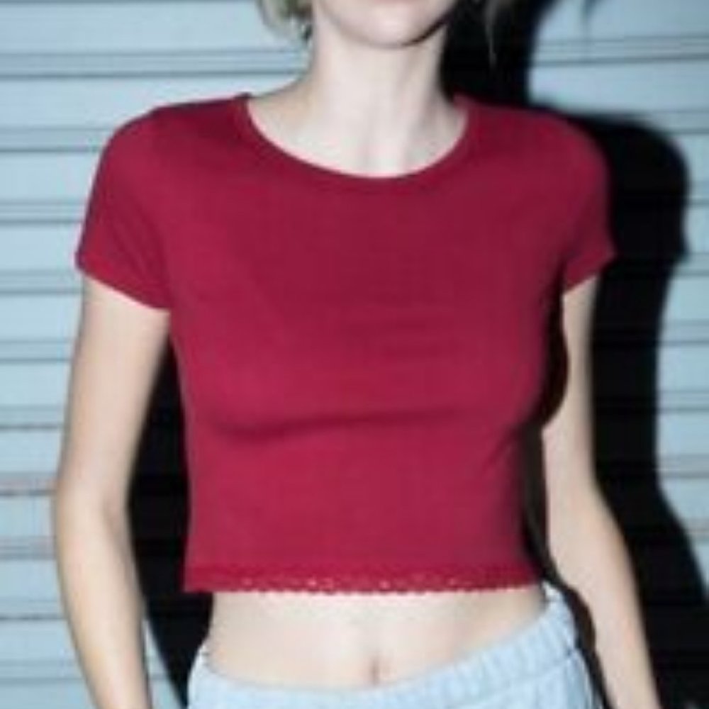 Brandy Melville Burgundy Cropped T-Shirt